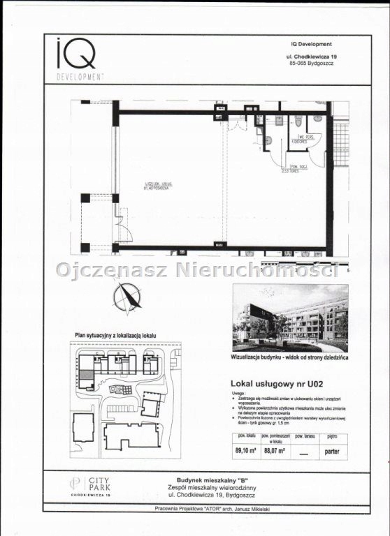 Komercyjne, Bydgoszcz, Bielawy, 89 m²