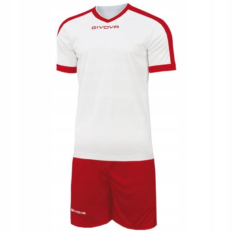 Komplet piłkarski Givova biało - czerwony XL