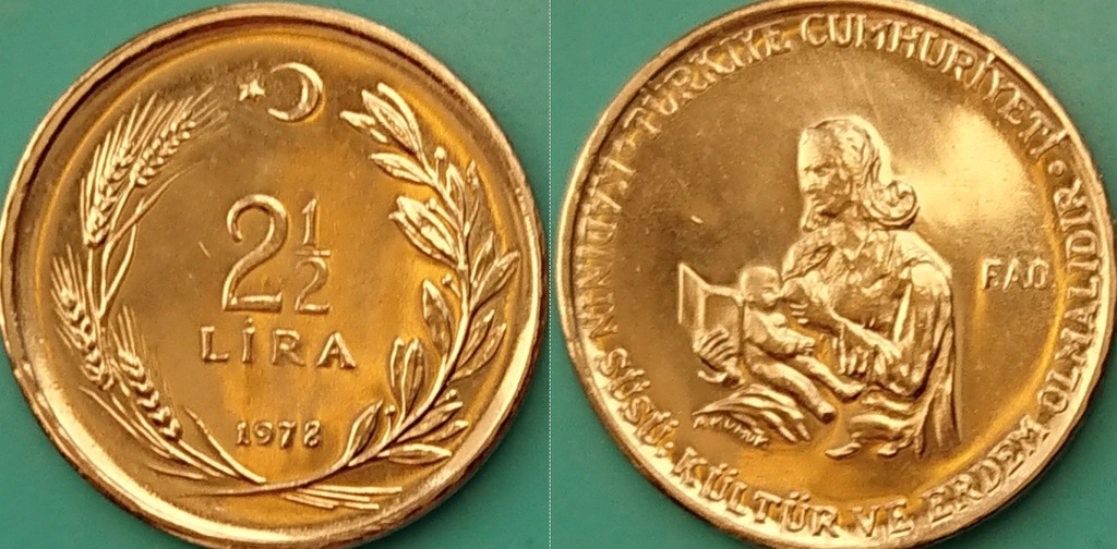 Turcja 2,5 liry 1978r. KM 915 UNC nakład tylko 10T