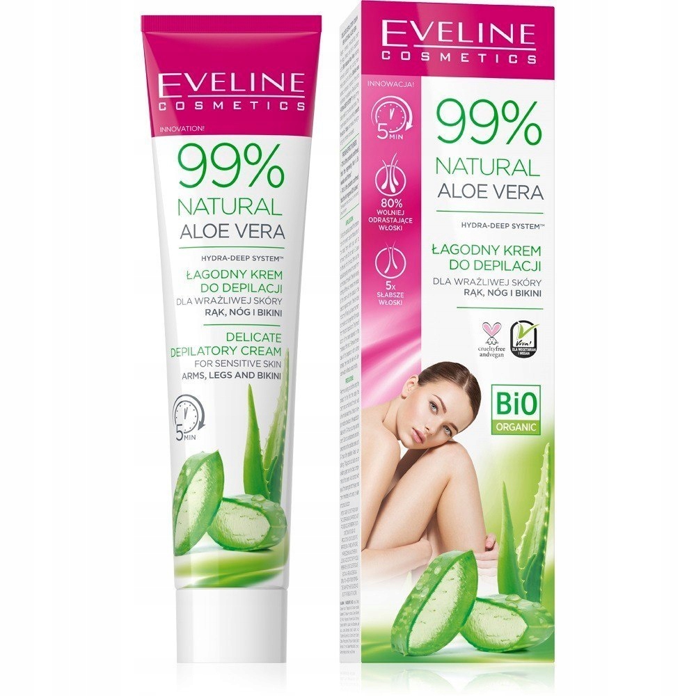 Eveline Eveline 99% Natural Aloe Vera Łagodny Krem do depilacji - skóra wra