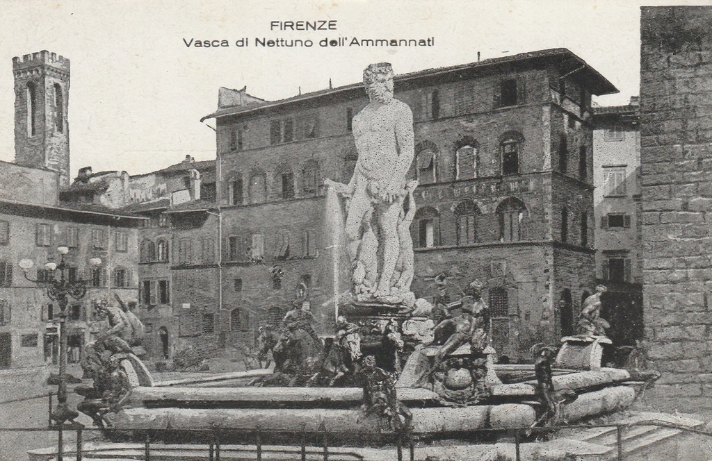 1725.Włochy Florencja,Widok na Fontannę Neptuna, Przedwojenna Pocztówka