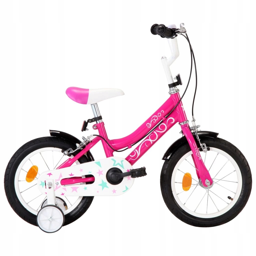 VidaXL Rower dla dzieci, 14 cali, czarno-różowy