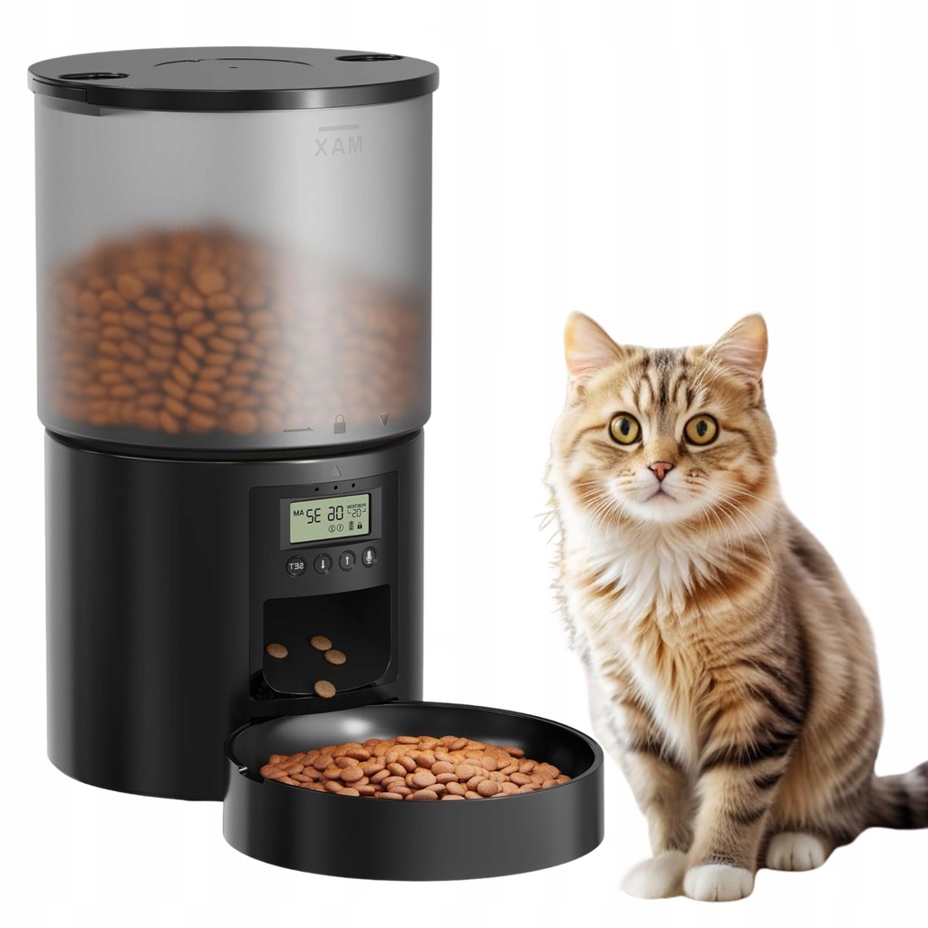Automatyczny dozownik karmy dla kota 4L Czarny PROGRAMOWANIE POSIŁKÓW