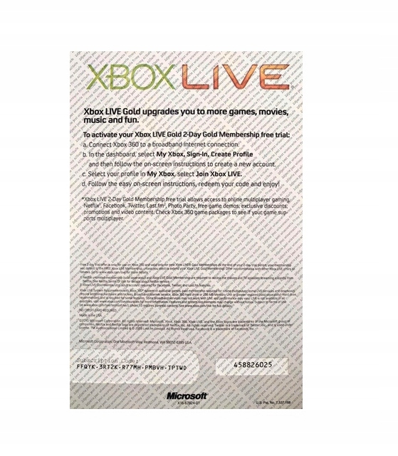 Купить XBOX 48 2 DAYS LIVE GOLD ПРОБНАЯ КЛЮЧ СКРАТЧИРОВАННЫЙ КОД: отзывы, фото, характеристики в интерне-магазине Aredi.ru