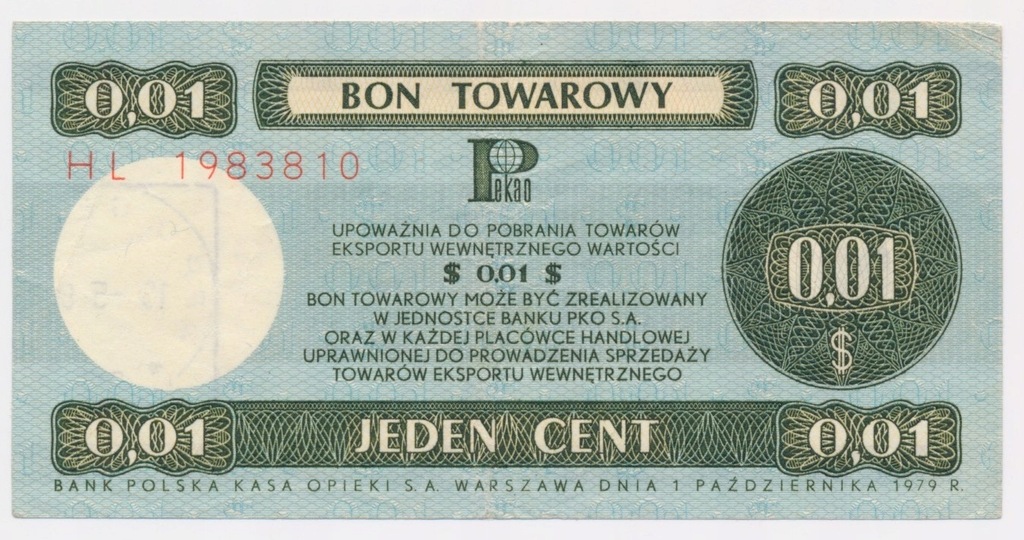 4349. Pewex 1 cent 1979 - HL - st.3