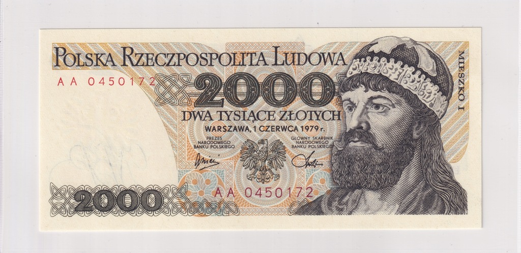 2000 Złotych Polska 1979 UNC Seria AA