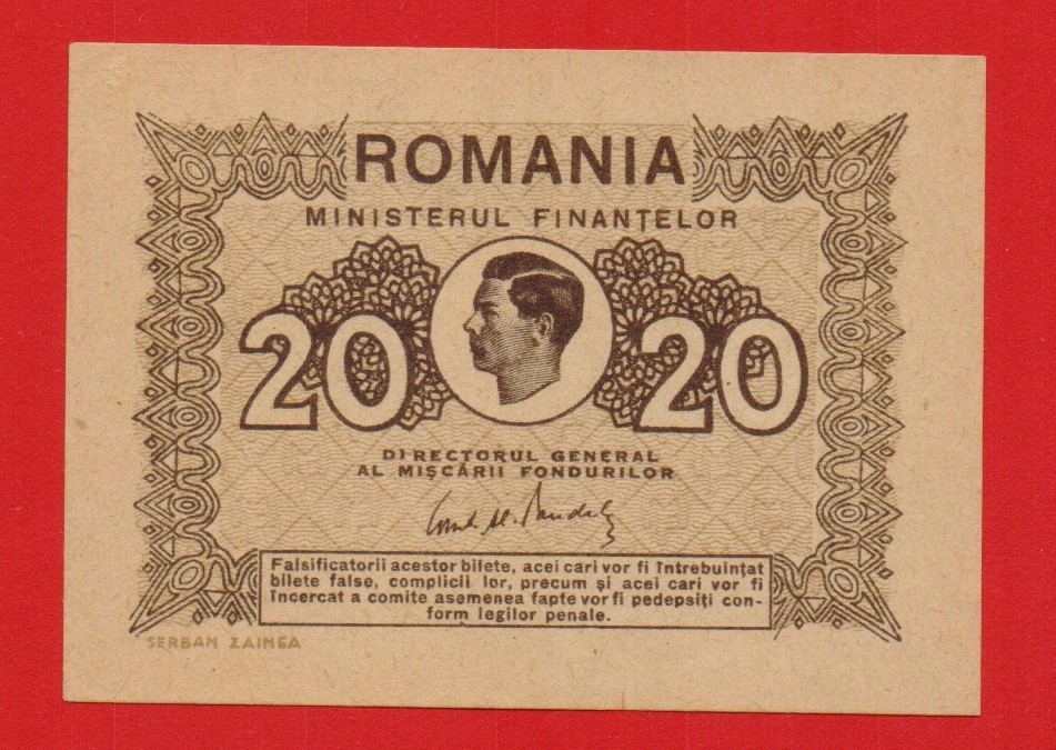 Rumunia 20 lei 1945 rok stan 1 UNC