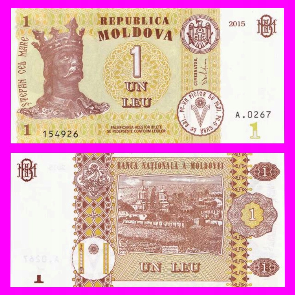 MOŁDAWIA 1 LEU 2015 UNC Dziedzic67