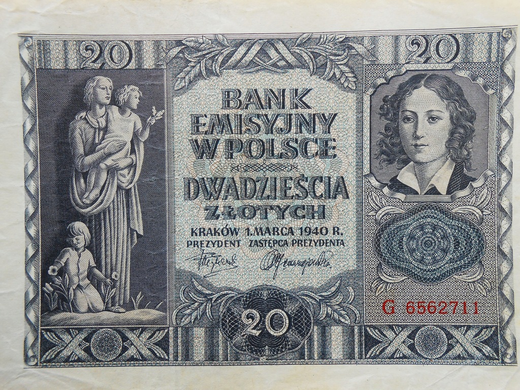 Polska BANKNOT 20 zł 1940 r. oryginał ładny