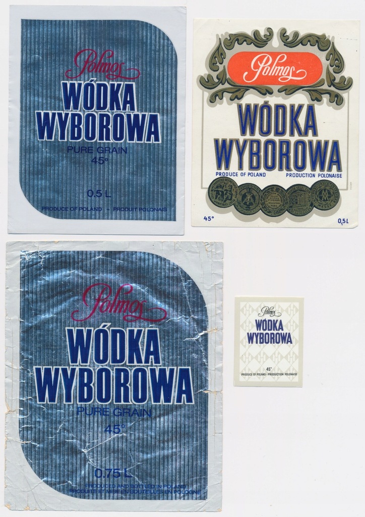 3728. Etykiety alkoholowe (4szt) Wódka Wyborowa