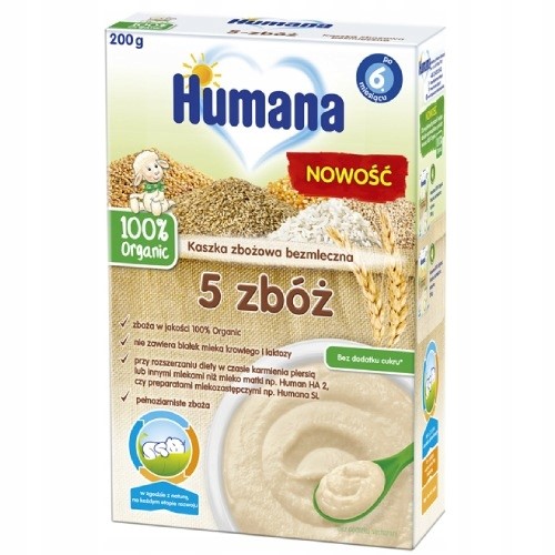 HUMANA Kaszka zbożowa bezmleczna 5 zbóż BIO 200 g