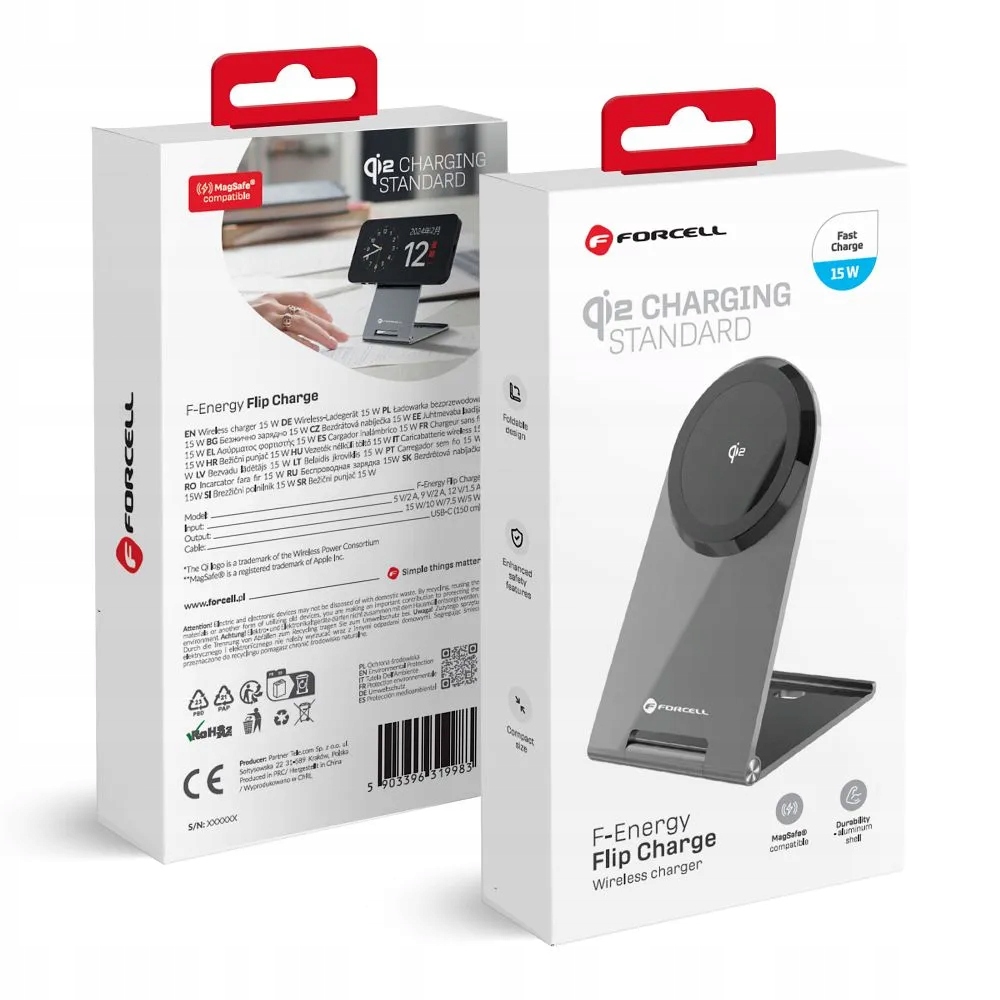 FORCELL F-ENERGY Flip Charge Qi2 15W ładowarka indukcyjna kompatybilna z Ma