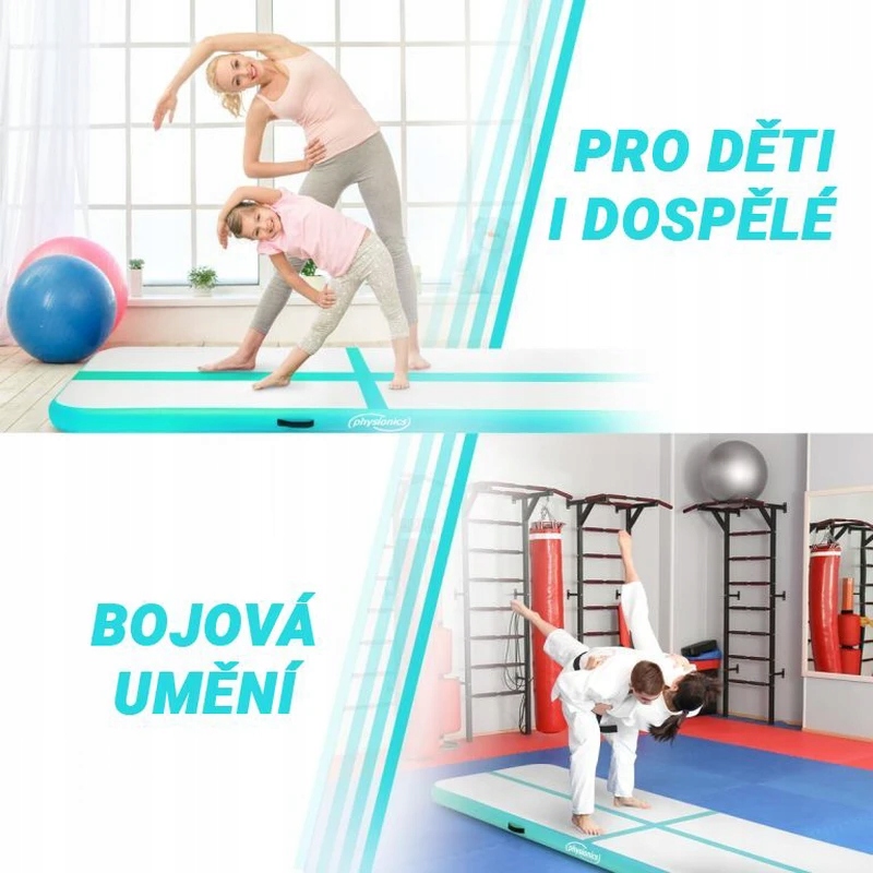 Dmuchana mata Physionics Airtrack, 4 m, zielona