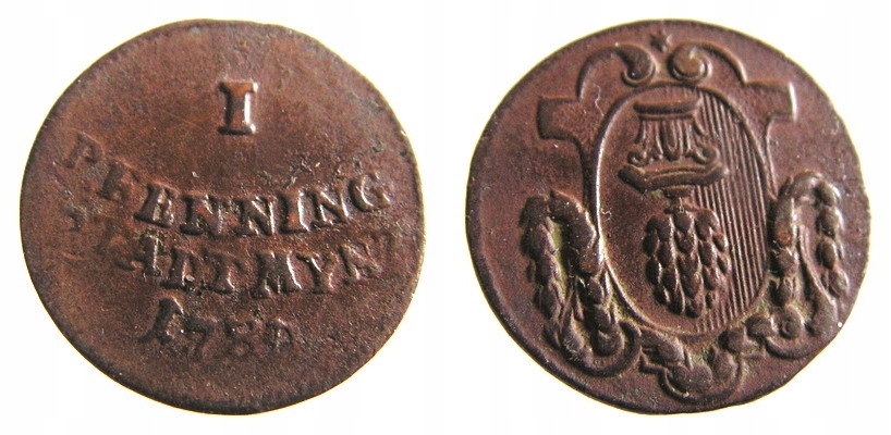 6802. NIEMCY - AUGSBURG, 1 PFENNING, 1789