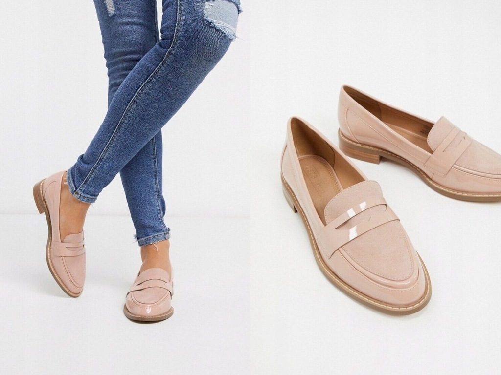 DESIGN Mail Beżowe lakierowane loafersy 37