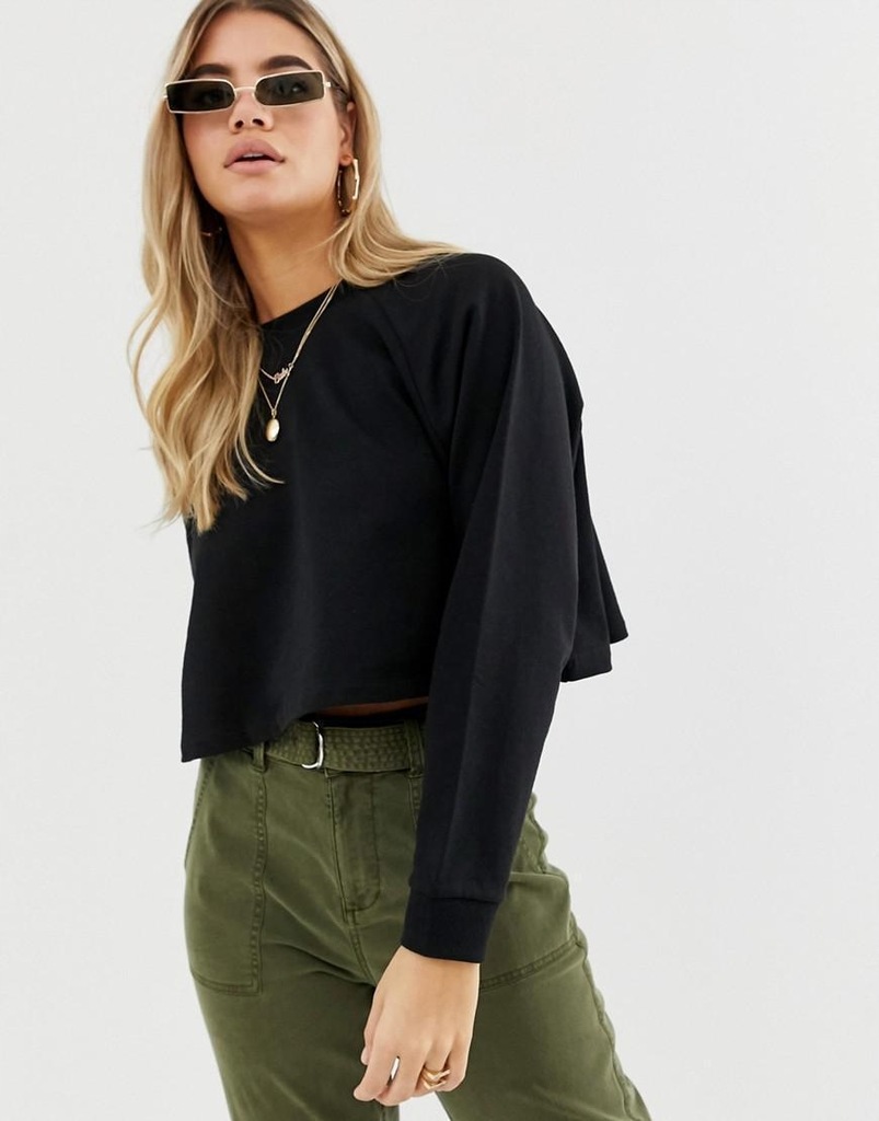 ASOS__XDI CZARNA BLUZA KRÓTKA KLASYCZNA__S