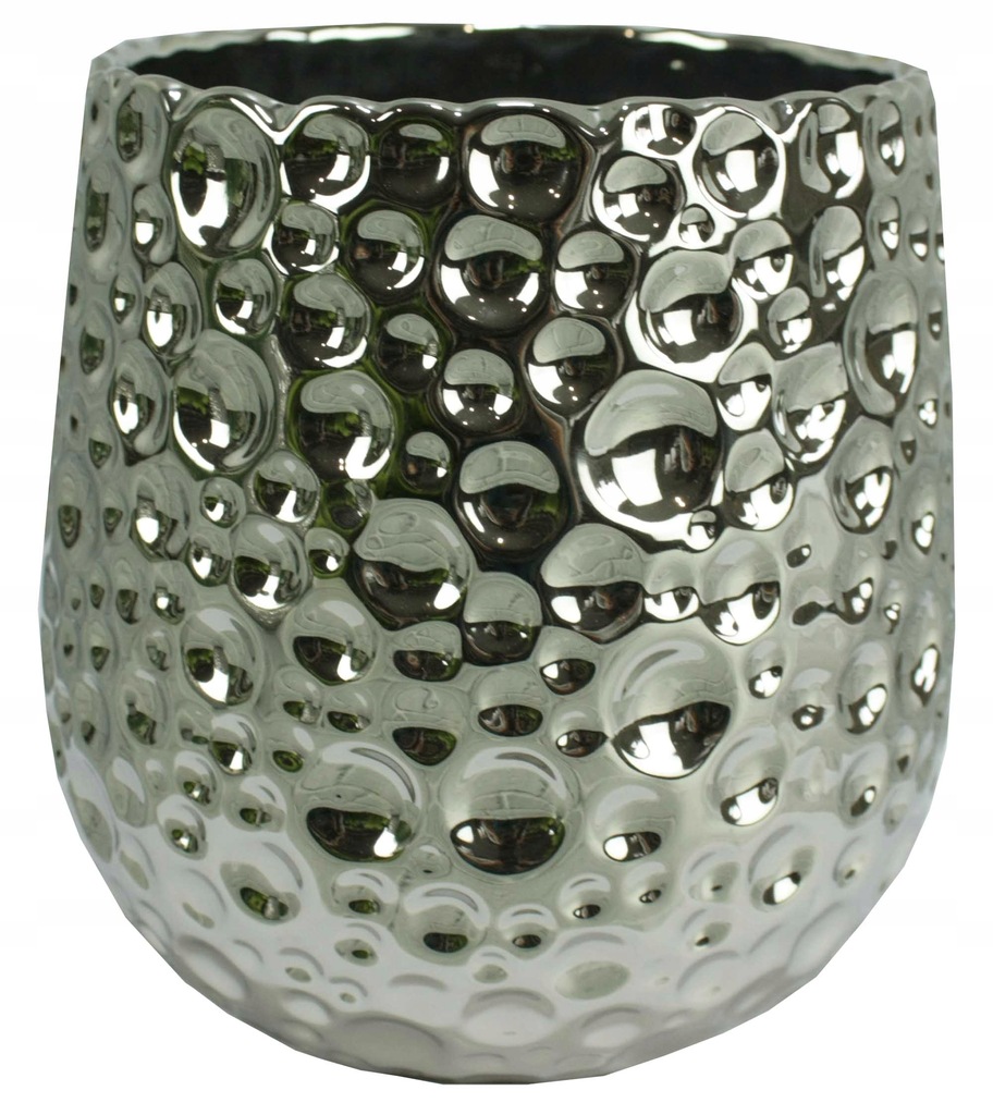 Osłonka ceramiczna srebrna doniczka 17x18 Venus