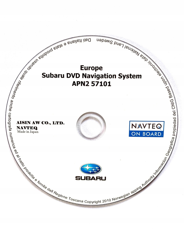 SUBARU DVD MAPA CD NAWIGACJA PŁYTA