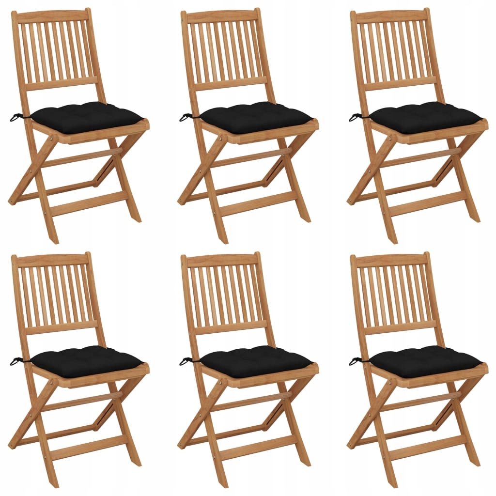 Składane krzesła ogrodowe 6 szt., z poduszkami, dr