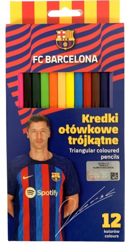 Kredki ołówkowe Astra FC Barcelona 12 kolorów - idealne do szkoły