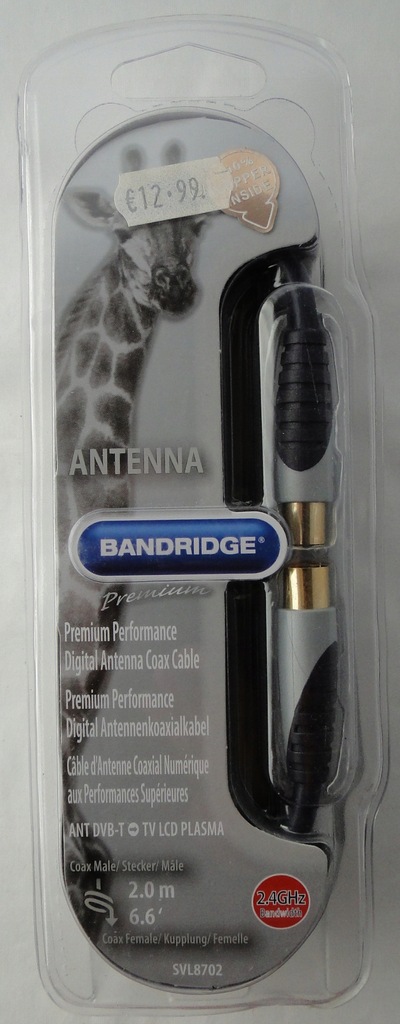 Kabel Antenowy COAX 2m *GOLD24k BANDRIDGE Premium