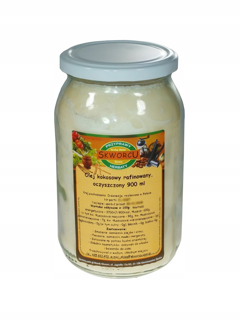 Olej Kokosowy rafinowany 900ml Skworcu