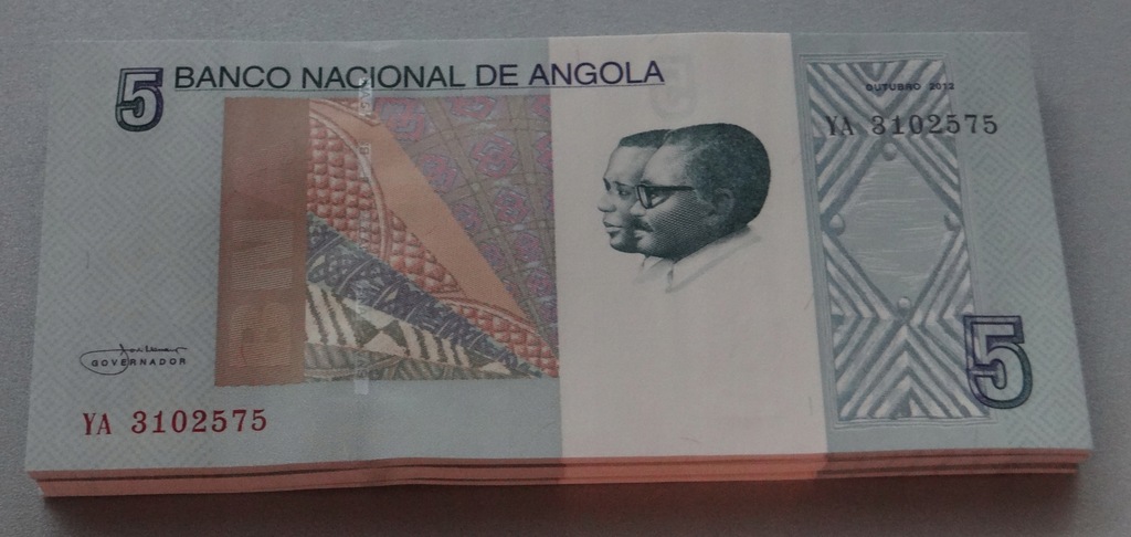 Angola 5 kwanzas 2012 r. paczka 75 sztuk UNC