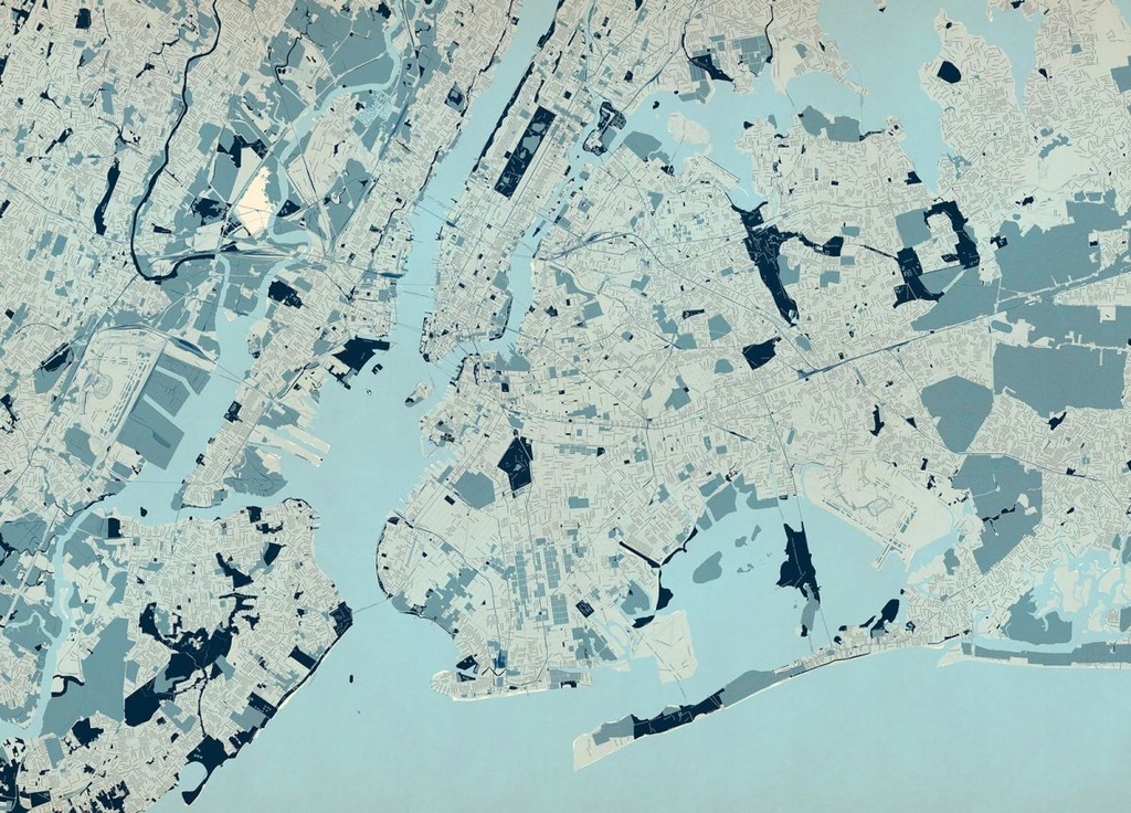 Nowy Jork - kolorowa mapa - fototapeta 320x230 cm