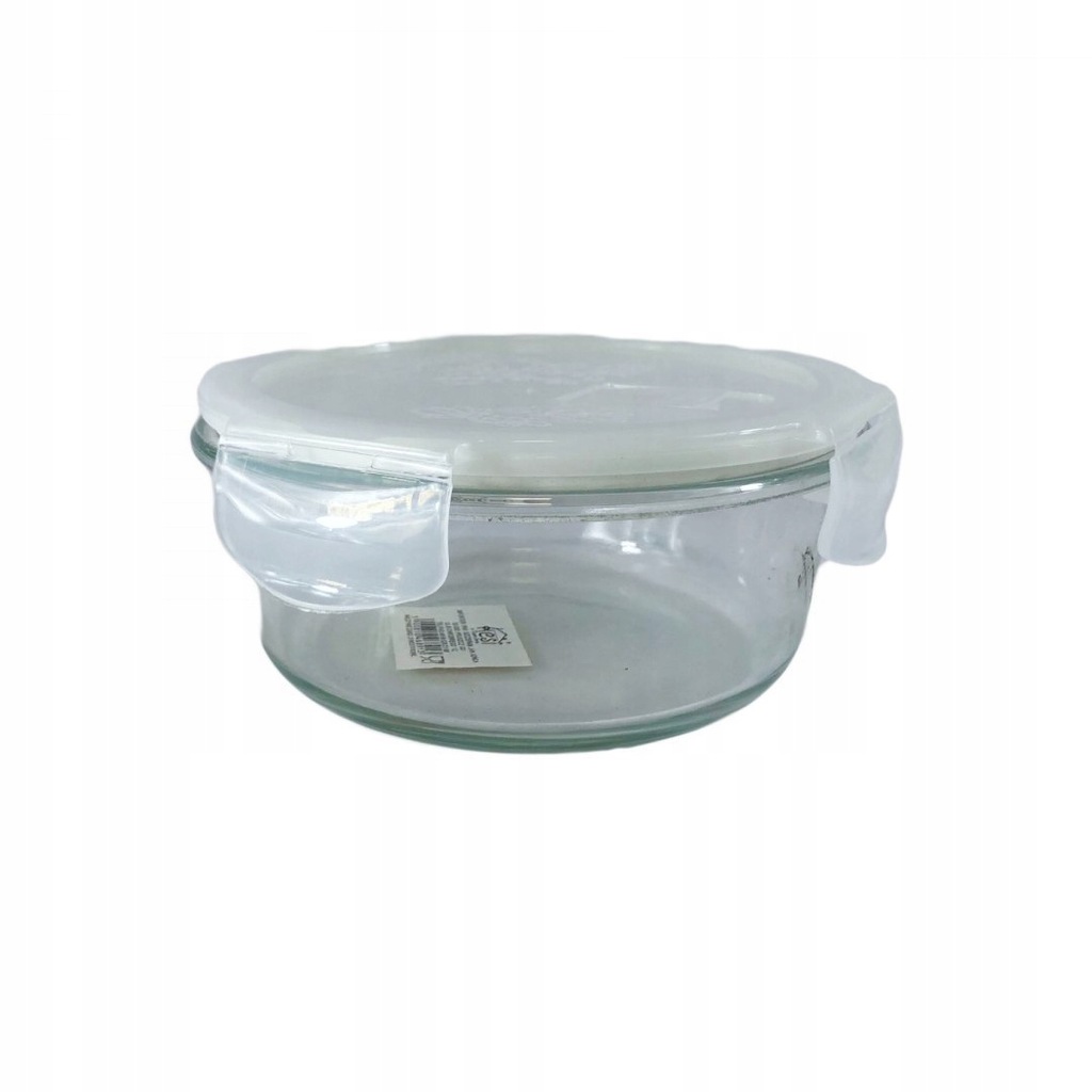 Pojemnik szklany na żywność biały okrągły