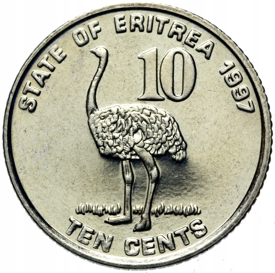 + Erytrea - 10 Centów 1997 - STRUŚ