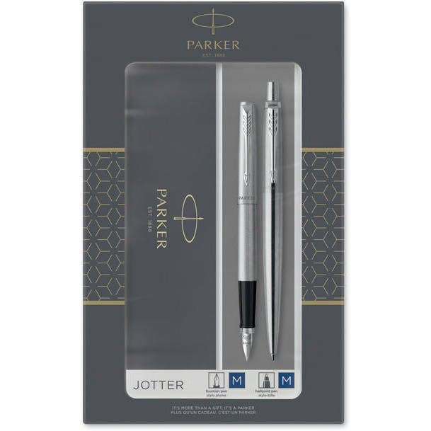 Komplet pióro wieczne + długopis JOTTER STAINLESS