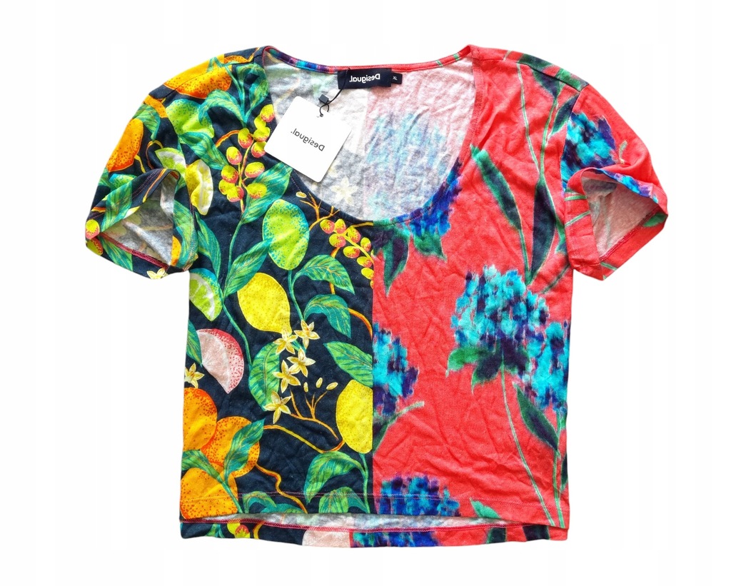 DESIGUAL 21WWTKCZ CROPPED LINEN Damska NOWA Bluzka Koszulka Lniana XL