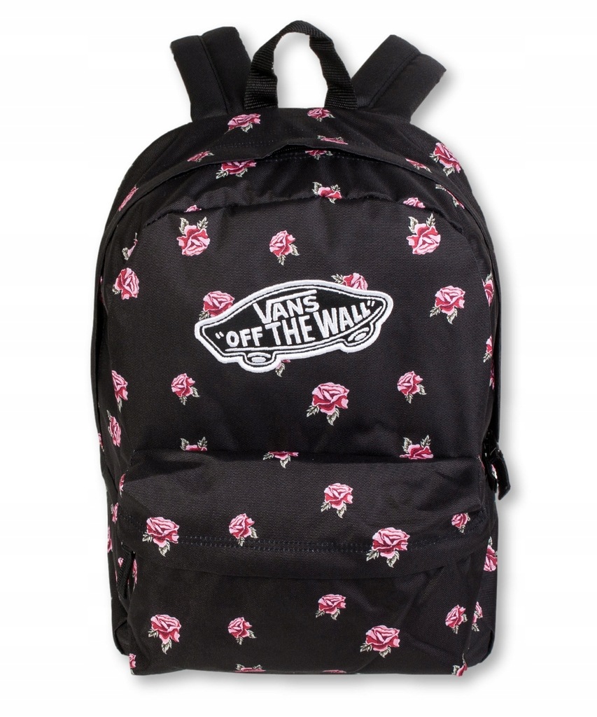 vans realm black & rose backpack