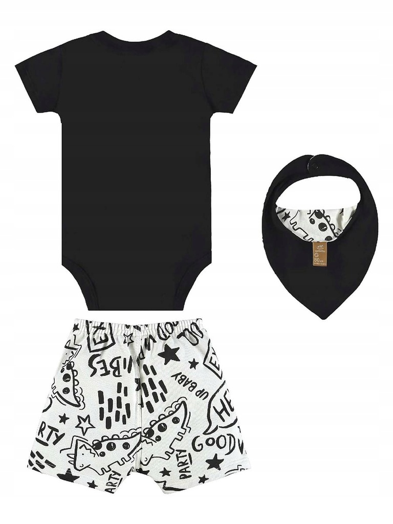 3-częsciowy komplet chłopięcy body + szorty + chustka Up Baby, r. 86