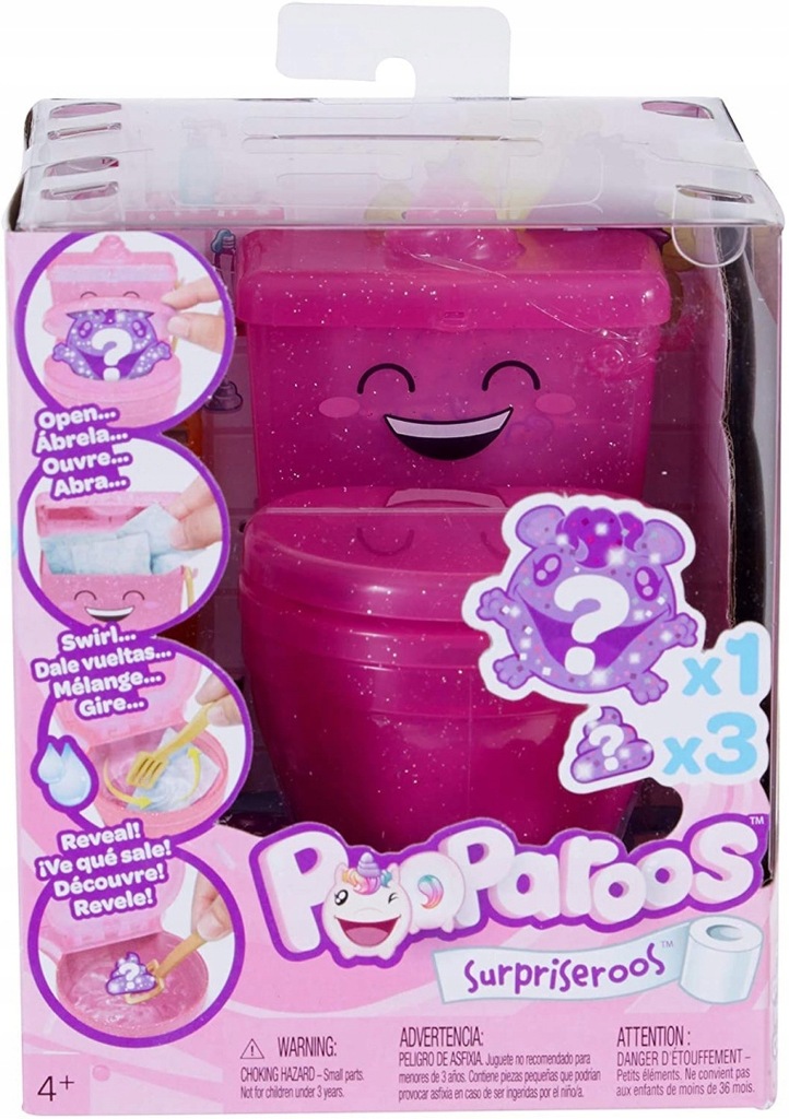 POOPAROOS Surprise Różowa Brokatowa Toaleta Figurk
