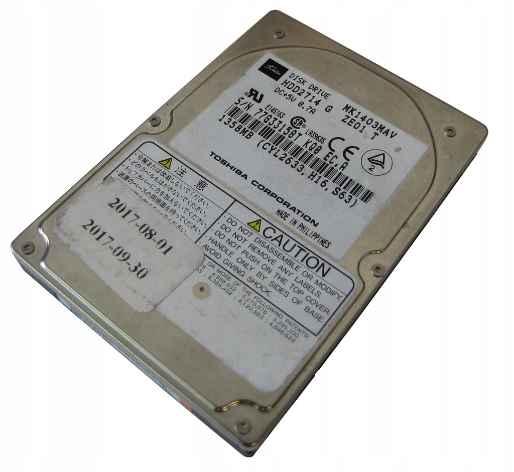 Dysk Toshiba MK1403MAV 1,3GB 2,5'' ATA/IDE