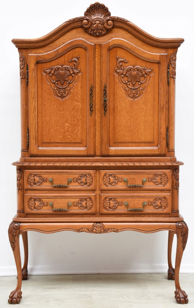 DĘBOWA WITRYNA CHIPPENDALE, KOMODA, BAREK, h170x103x45cm