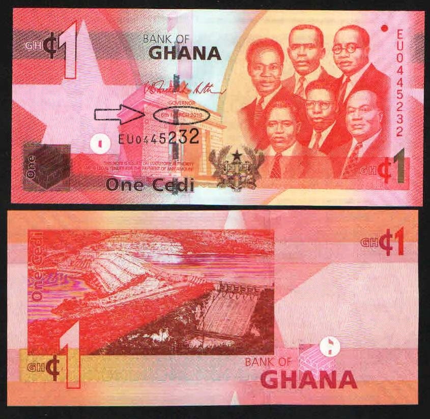 GHANA 2010 1 CEDI P-37 UNC