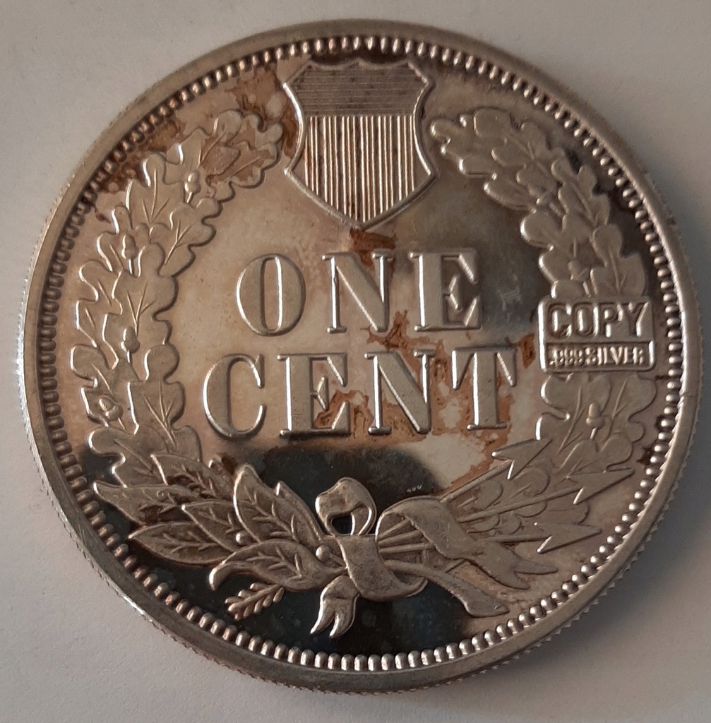 USA 1 cent 2 uncje srebra próby 999 -1859 COPY