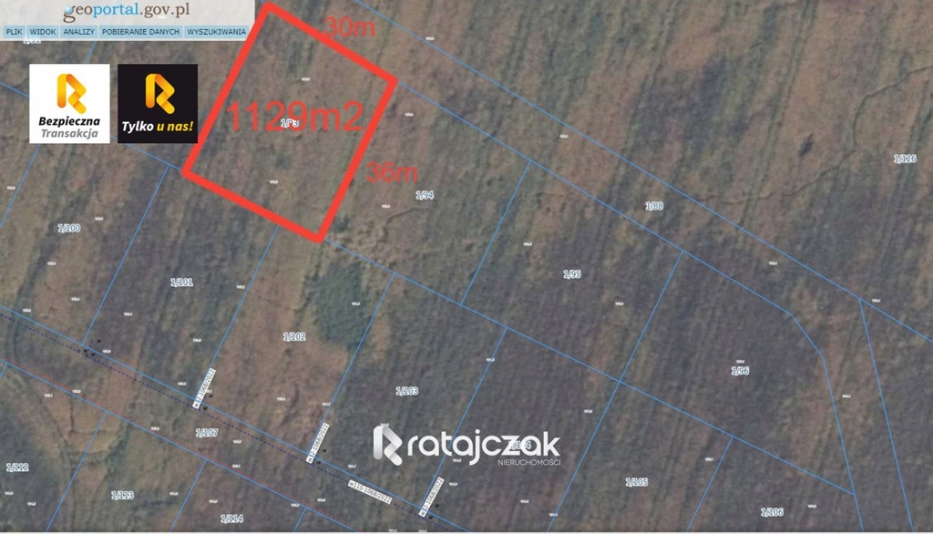 Działka, Chynowie, Gniewino (gm.), 1129 m²