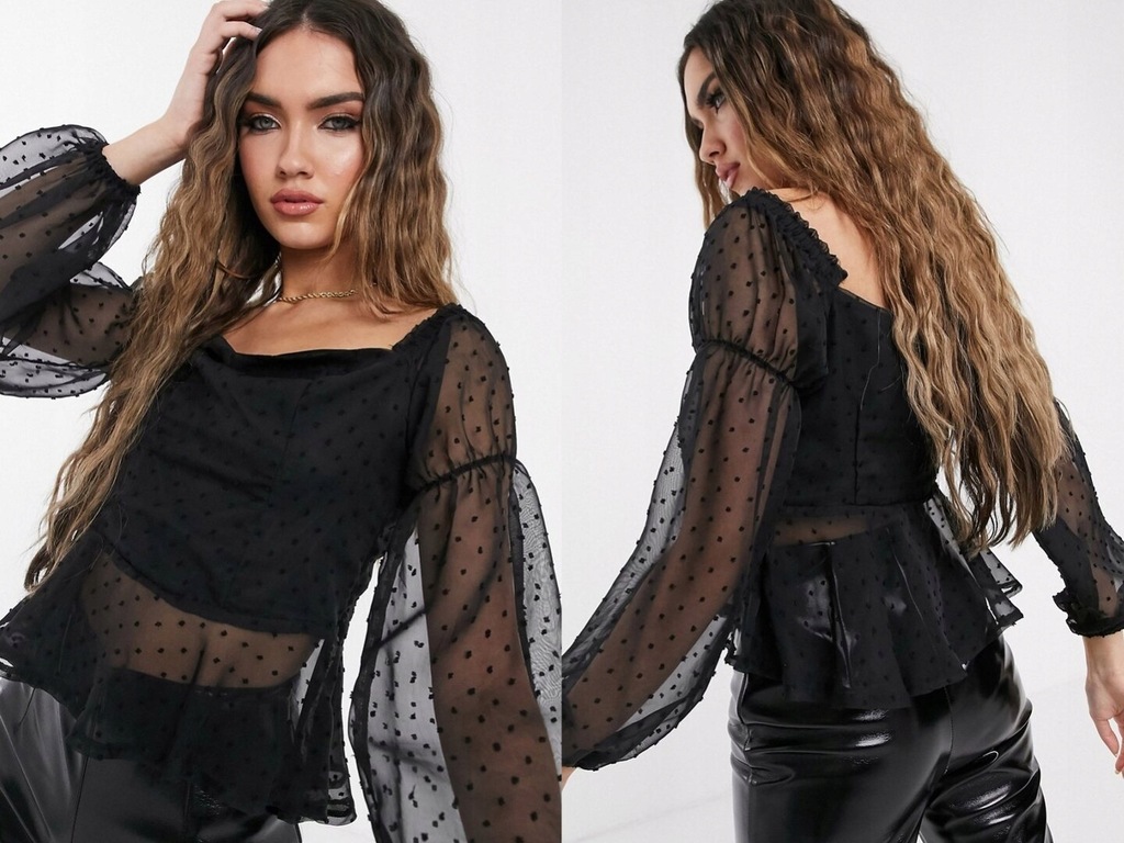 Boohoo siateczkowa czarna bluzka luźna M/38