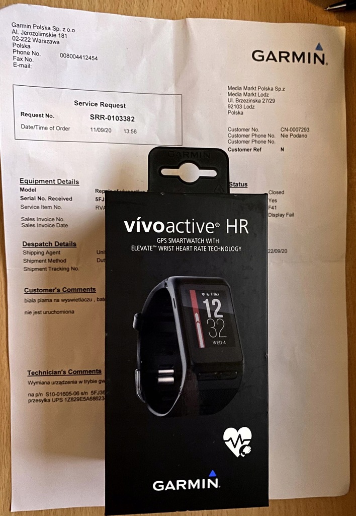 Smartwatch GARMIN Vivoactive HR Czarny Nowy
