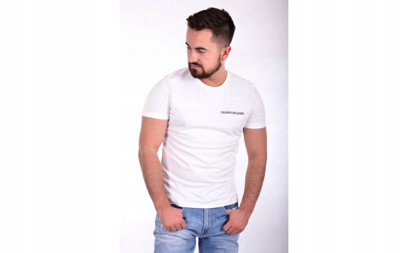 P8T503*CALVIN KLEIN T-SHIRT BIAŁY MĘSKI L E00