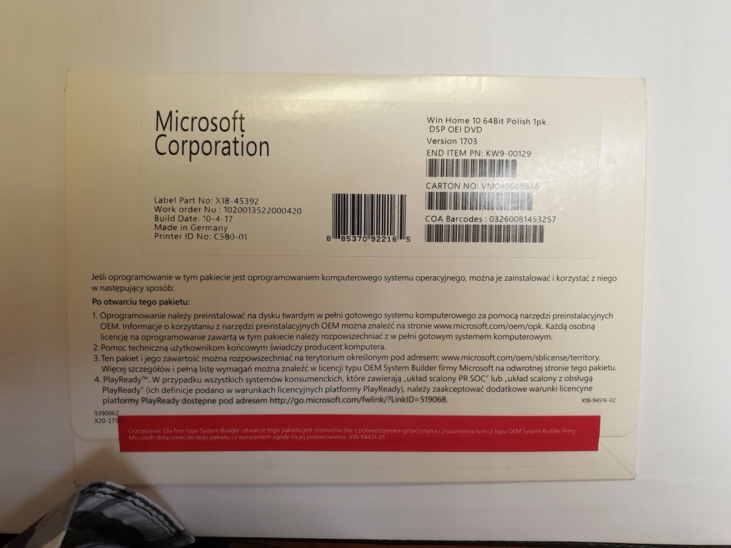 Windows Home 10 64 Bit Pl 1pk