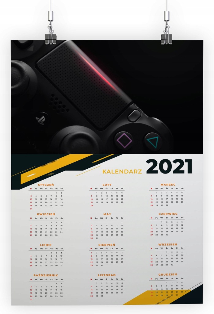 Plakat A4 KALENDARZ 2021 PLAYSTATION 01