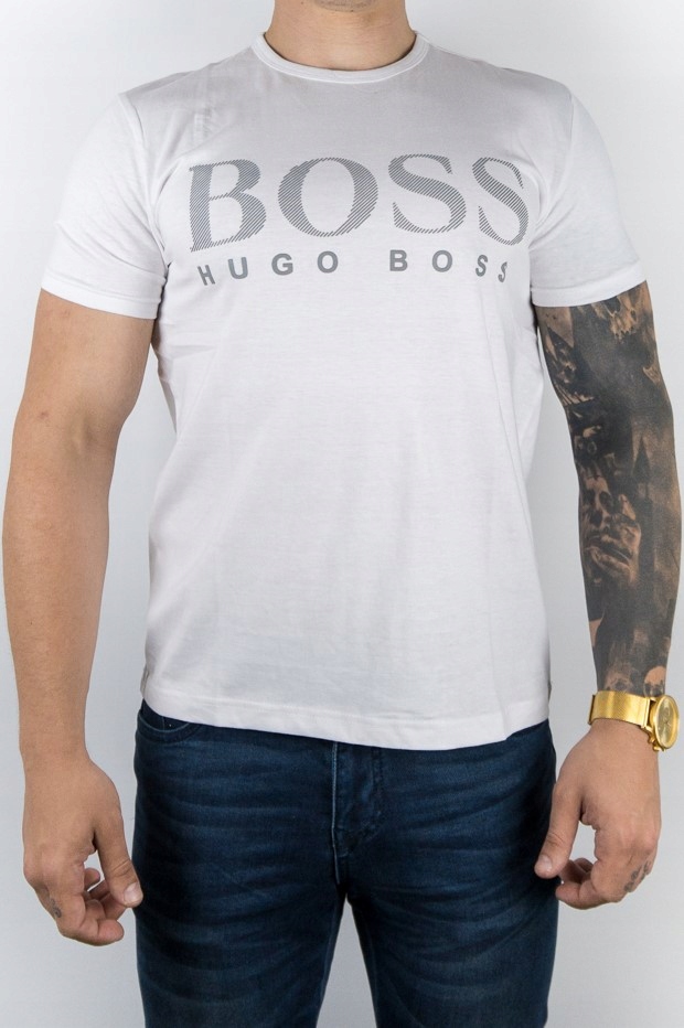 T-SHIRT KOSZULKA HUGO BOSS LOGO MĘSKA r. L BIAŁA