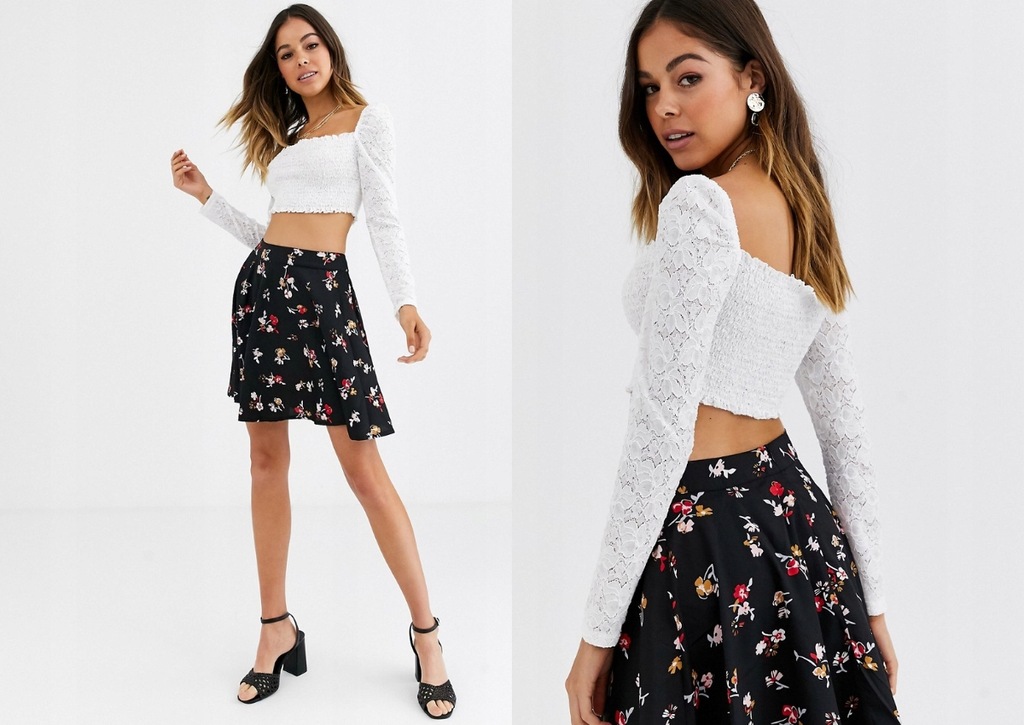 GLAMOROUS MARSZCZONY CROP TOP Z KORONKĄ S