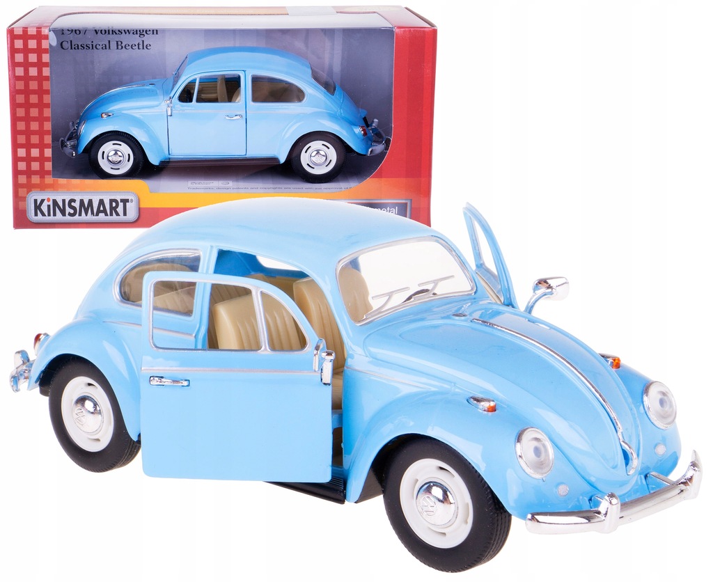 VW GARBUS CLASSICAL MODEL KINSMART 1:24 BOX BŁĘKIT