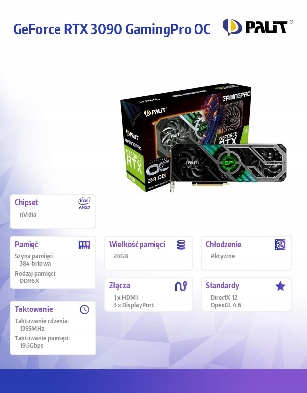 Купить Видеокарта Palit RTX 3090 GamingPro OC 24 ГБ: отзывы, фото, характеристики в интерне-магазине Aredi.ru