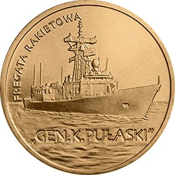 Moneta 2 złote  Fregata rakietowa Gen. K. Pułaski